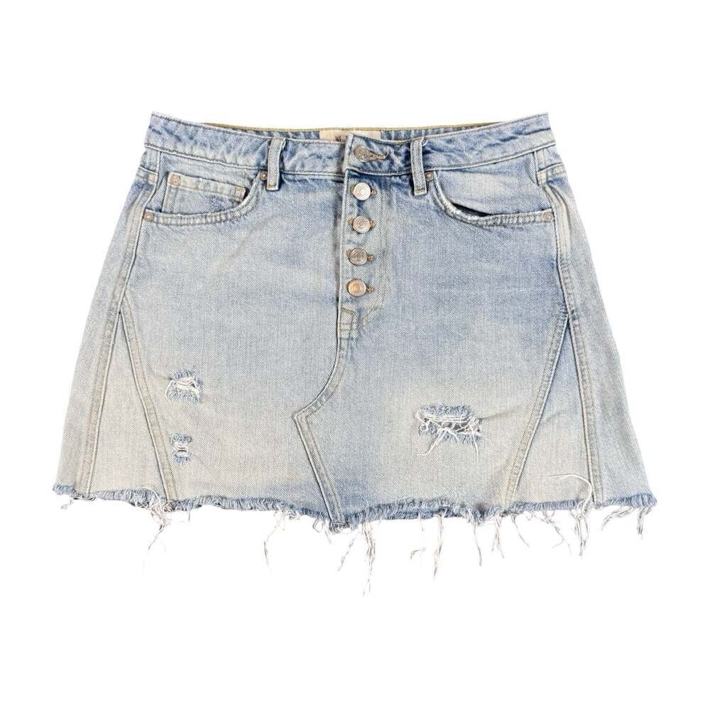 We The Free Women’s Distressed Light Wash Denim Jean Short Skirt Size 29